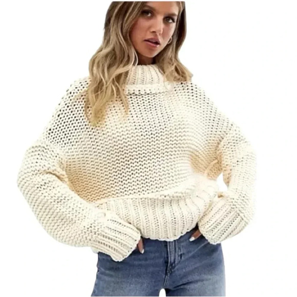 FREE PEOPLE | My Only Sunshine Cotton Blend Crew Neck Sweater in Neutral Size XS - Picture 6 of 14